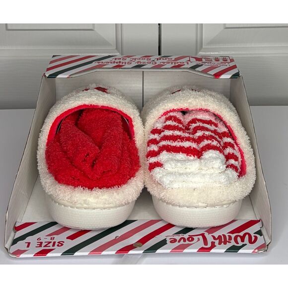 Ladies Memory Foam Slippers + 2 Pairs Crew Socks–Holiday Bow Design (Size L 8-9) - Picture 8 of 8
